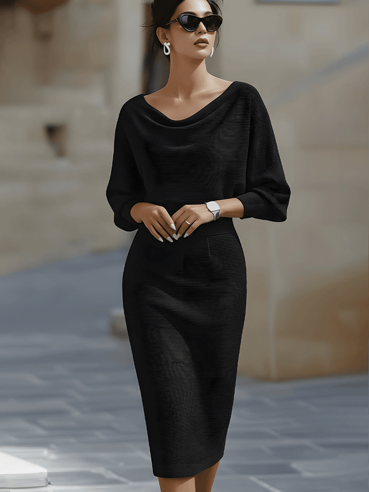 Violet &amp; Grace - White Draped Batwing Midi Dress