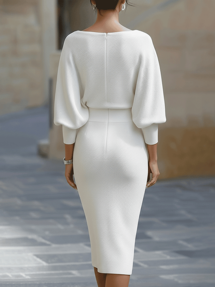 Violet &amp; Grace - White Draped Batwing Midi Dress