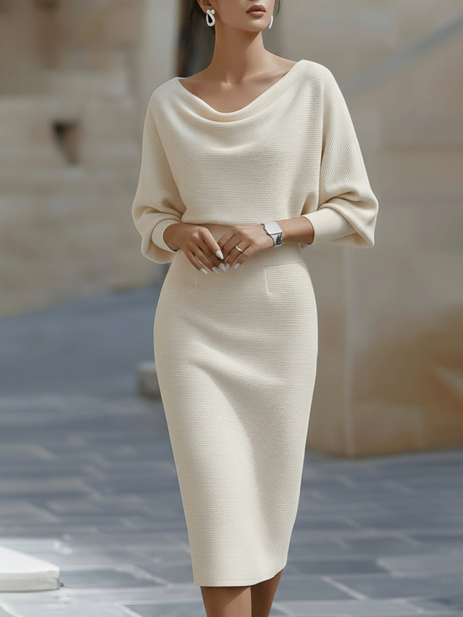 Violet &amp; Grace - White Draped Batwing Midi Dress