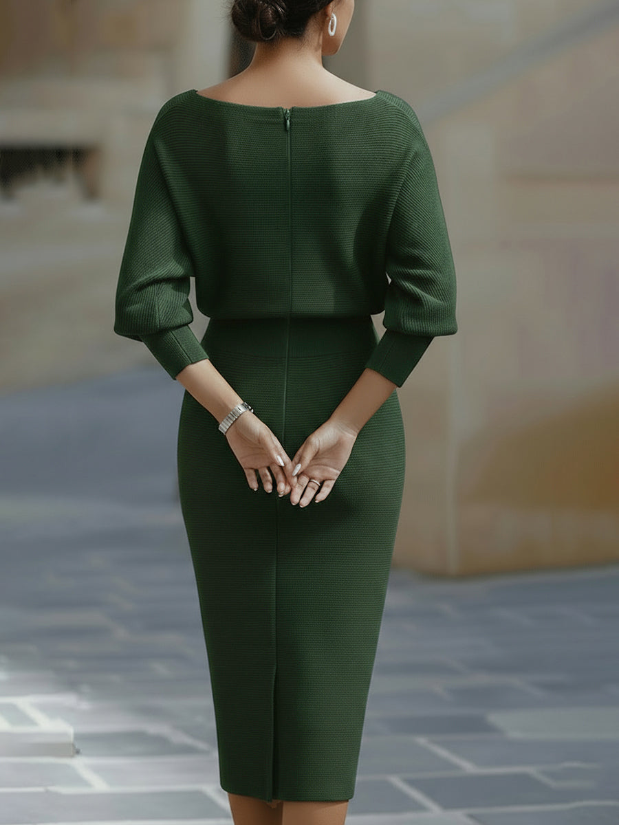 Violet &amp; Grace - White Draped Batwing Midi Dress