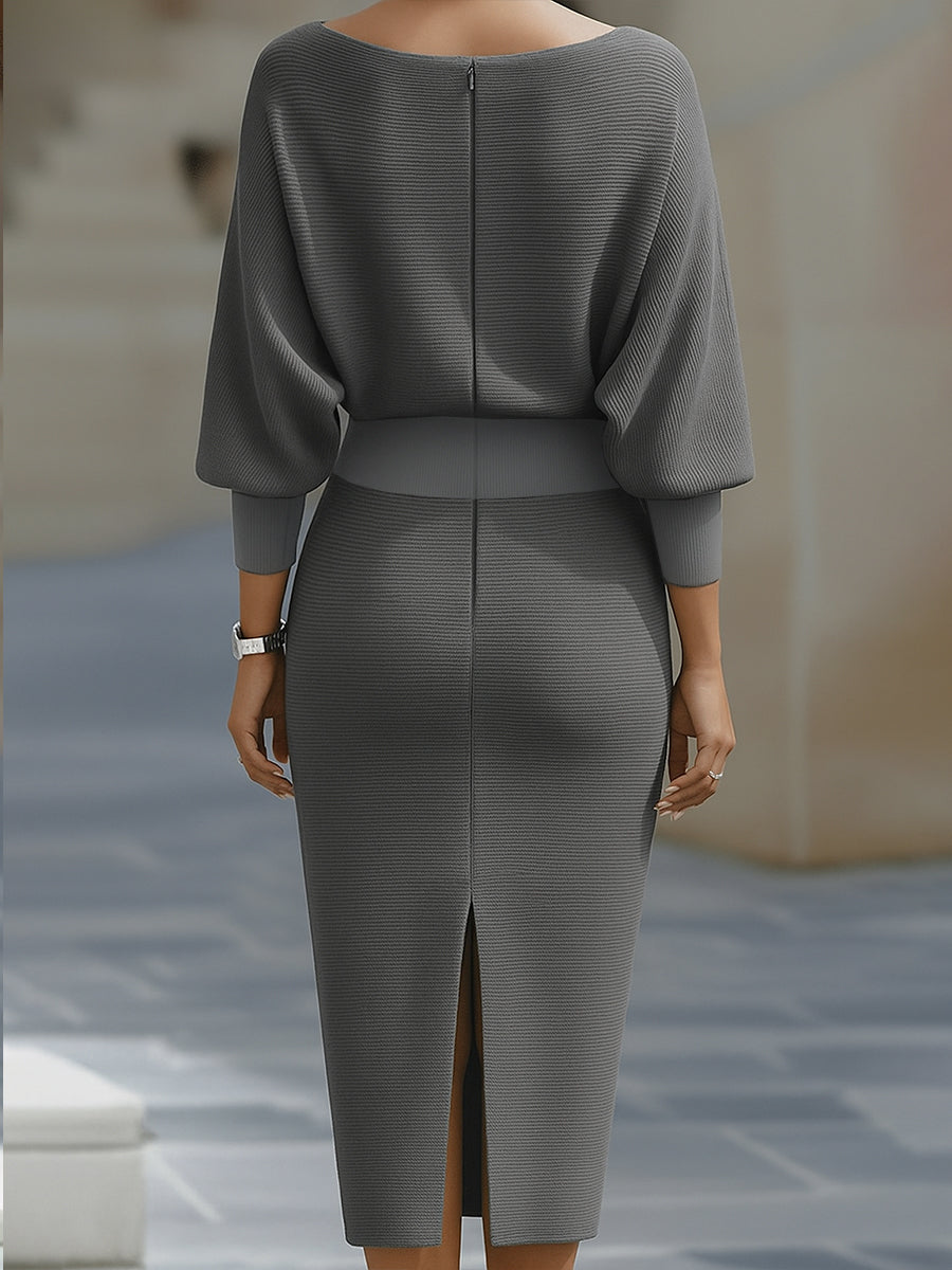 Violet &amp; Grace - White Draped Batwing Midi Dress