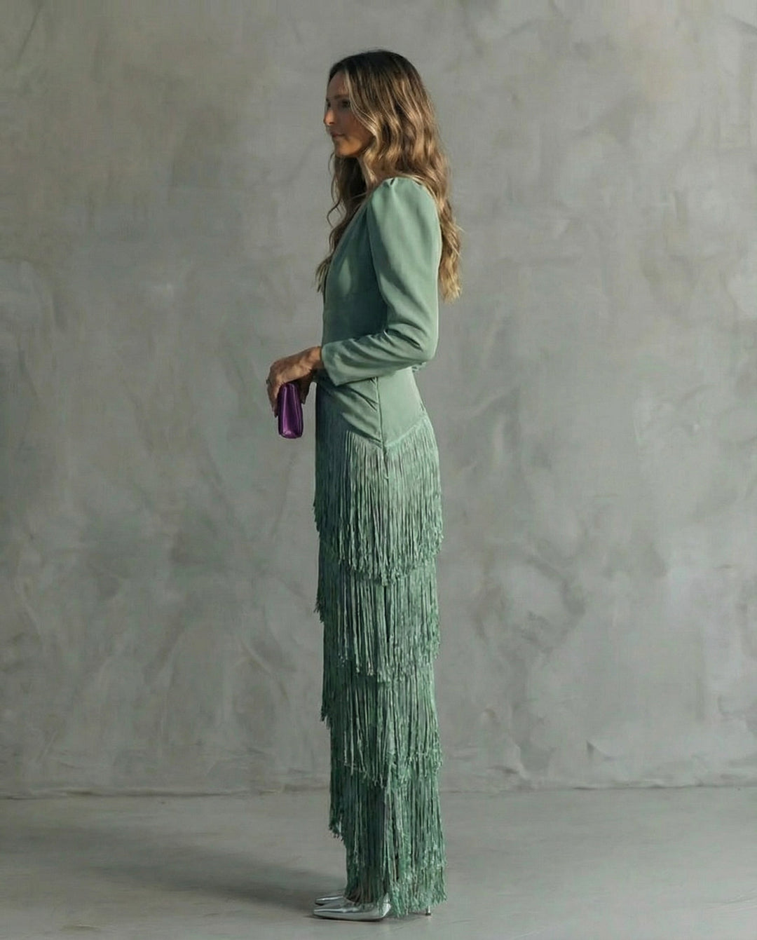Violet &amp; Grace - Clara™ | Elegant midi dress with fringe sleeves