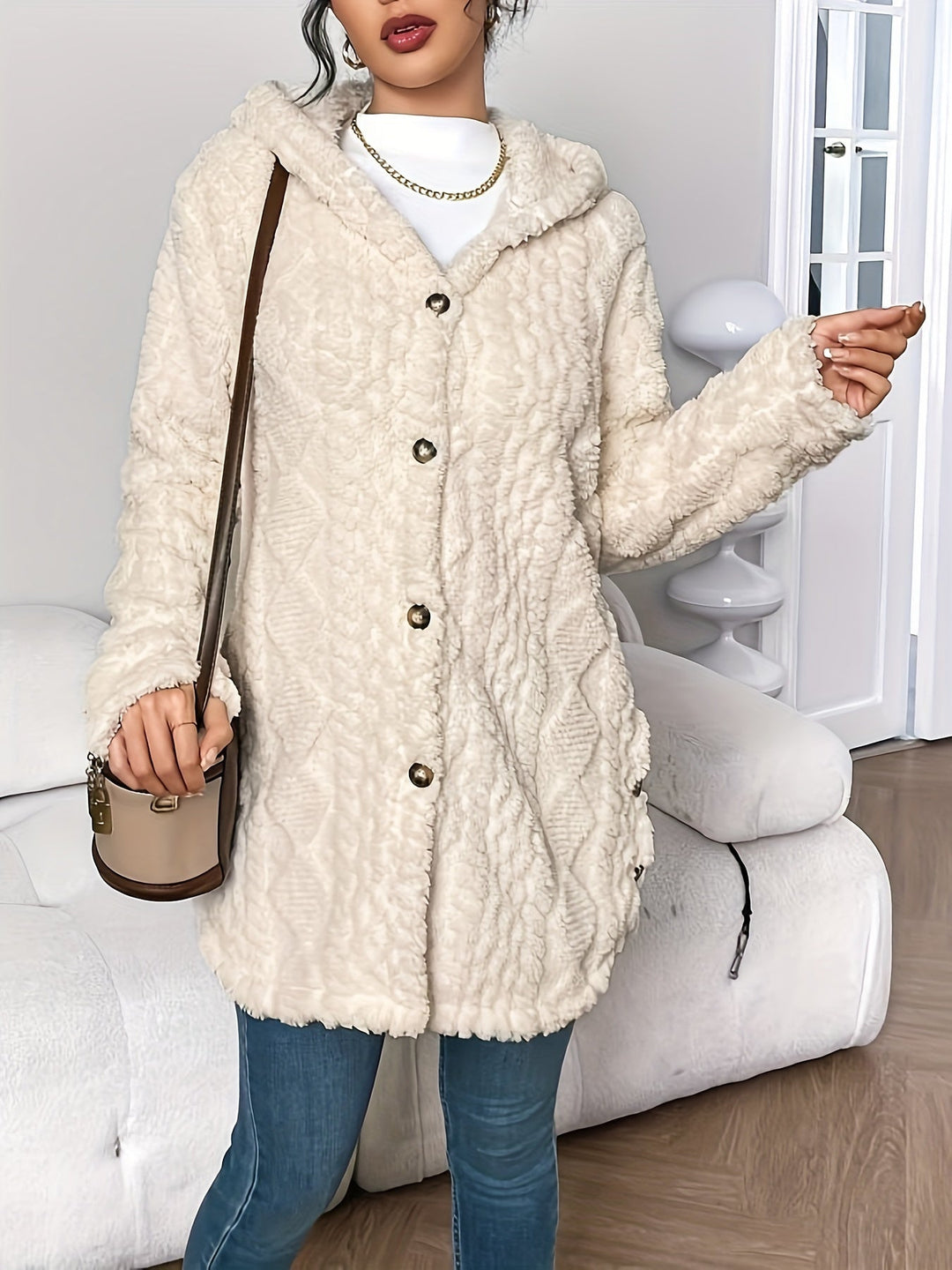 Awhina | Hooded Plush Cardigan Coat